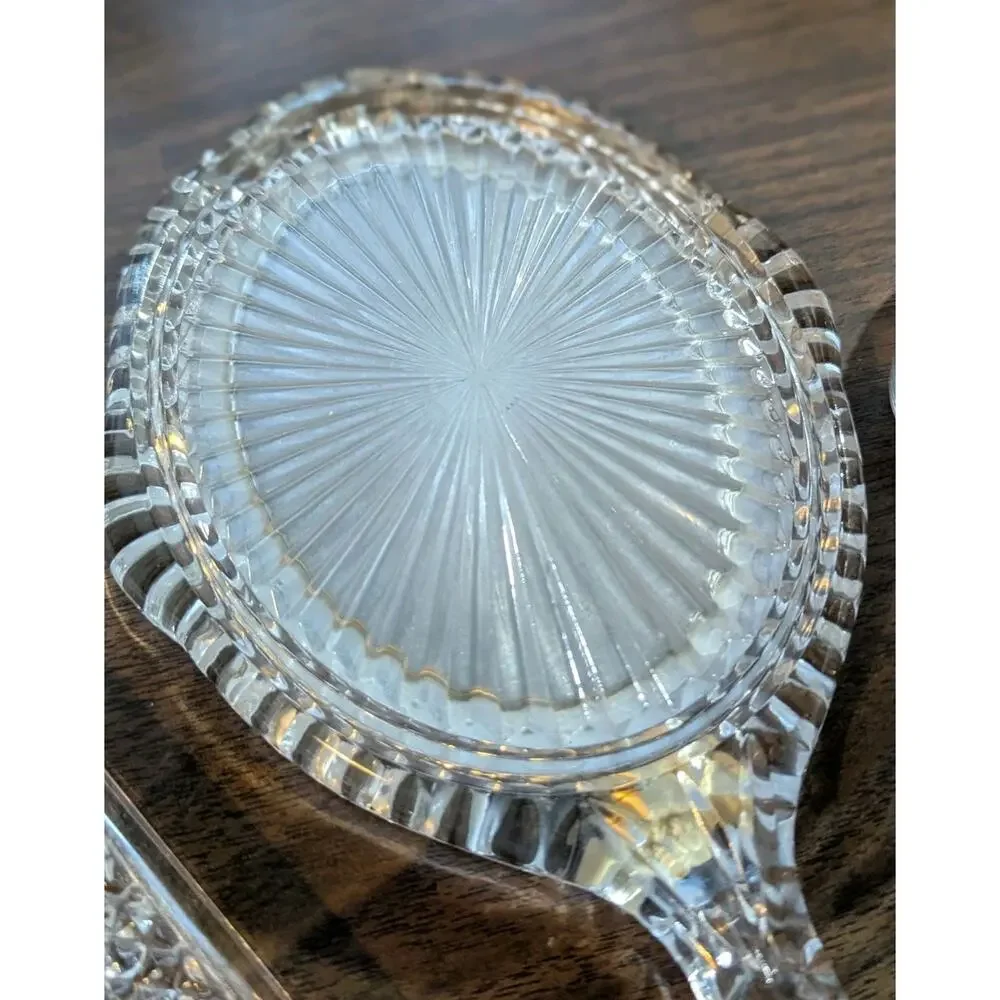 Vtg 3 Pc Godinger Crystal Victorian Style Dresser Vanity Set Mirror Brush Comb